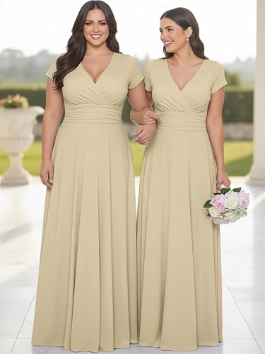 Image of KOH KOH Womens Sexy Cap Short Sleeve V-Neck Flowy Cocktail Gown