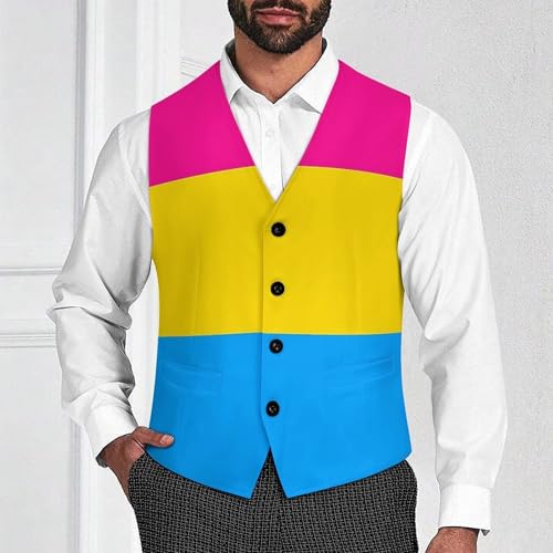 Pansexual Pride Flag Men's Suit Vest Slim Fit V-Ncek Waistcoat Business Casual Vest2