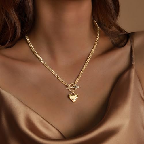 Heart Necklace for Women Gold/Silver Plated Trendy Heart Choker Lover Pendant Hypoallergenic Fashion Gold/Silver Necklace for Women Love Jewelry Gift for Women Girlfriend3