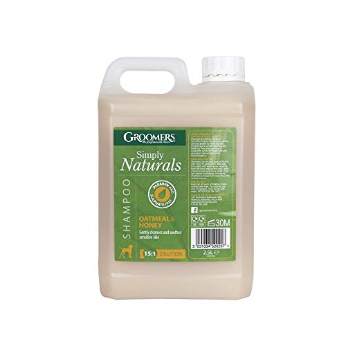 Groomers Oatmeal and Honey Dog Shampoo 2.5L - Simply Naturals Paraben and Sulphate Free Dog Grooming Cleanser for Sensitive Skin