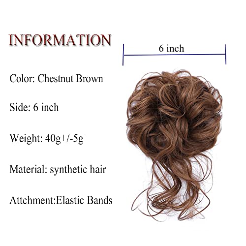 Zeral Messy Bun Hair Piece Tousled Updo Messy Hair Bun Extensions With Elastic Rubber Band Curly Hair Buns Hair Piece Messy Bun Hair Scrunchies For Women(Chestnut Brown#) #TOP1