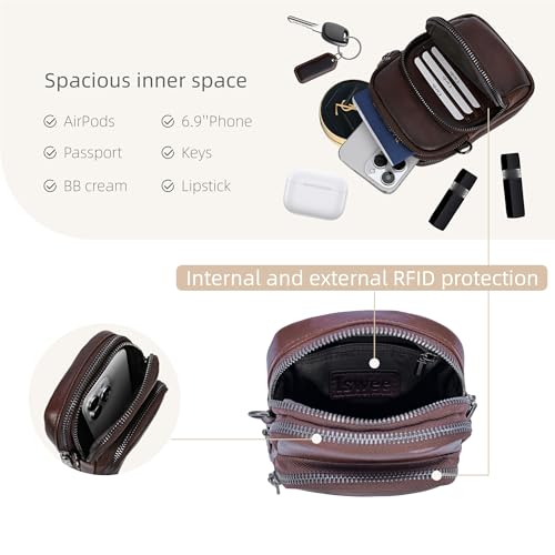 Image of Iswee Genuine Leather Purses for Women Shoulder Handbags Designer Hobo Crossbody Purse Top Handle Purse