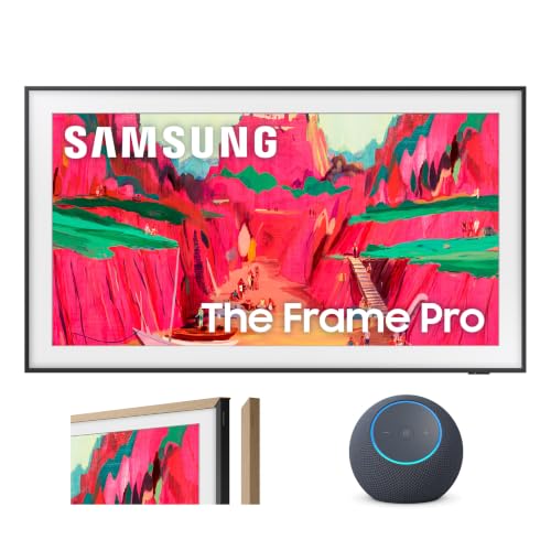Image of Samsung 85-Inch Class The Frame Pro Smart TV (2025 Model) with Modern Teak Bezel and Amazon Echo Dot Max Bundle