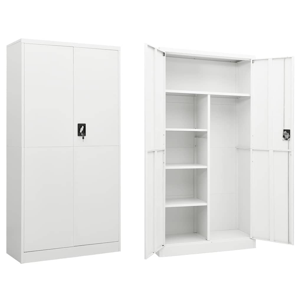 Armadio in acciaio bianco, 90 x 40 x 180 cm, 4 ripiani