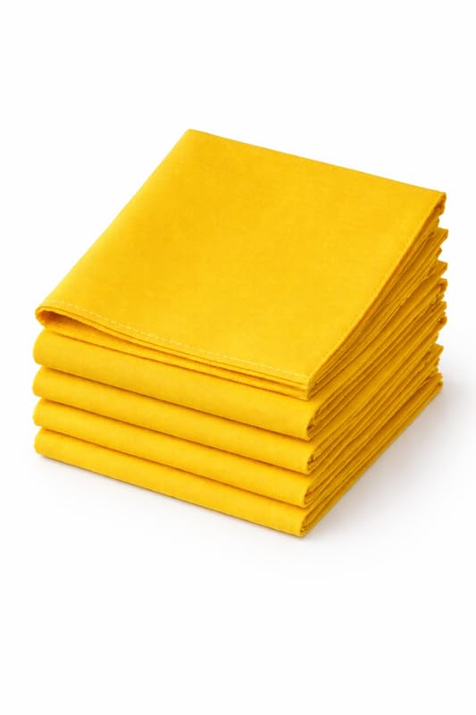 Cotton Handkerchief Pack of 6 for Men & Women | Soft & Highly Absorbent | Plain Solid Yellow | Reusable Rumal/Hanky-image-48