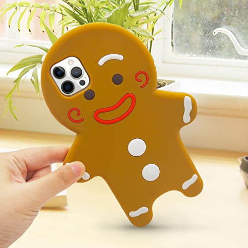 Losin Compatible With Iphone 14 Pro Max Cute Gingerbread Man Case For Women Girls Girly 3D Cartoon Case Soft Silicone Back Case Shockproof Protective Compatible With Iphone 14 Pro Max Brown #TOP4