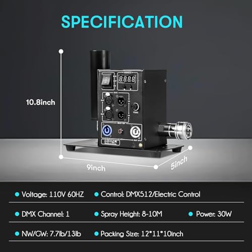 Image of MOKA SFX CO2 Jet Machine with 20ft Hose DMX 512 Control CO2 Cannon Fog Machine Professional Stage Effects for Clubs, Concerts, DJ Events, Parties