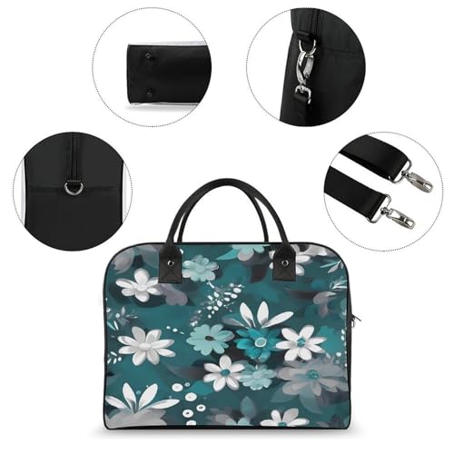 Bolso Tote Floral Gris Azulado y Blanco con Correa Ajustable miniatura 6