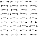 Dyknasz Eyebrow Piercing Jewelry Surgical Steel Curved Barbell Tiny Eyebrow Ring Vertical Labret Lip Jewelry Ear Rook Navel Small Belly Button Ring for Women Men 20g 6mm/8mm/10mm