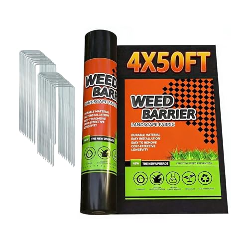 JOYSWAN Weed Barrier Landscape Fabric, Weed Barrier Landscape Fabric, Durable Geotextile Fabric for Landscaping, French Drains (4 * 50) by JOYSWAN - Used condition - US$23.74