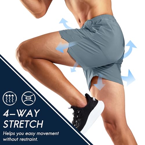 Image of Haimont 5 Inch Mens Dry Fit Running Athletic Shorts with Pockets, Water Resistant Lightweight Gym Workout Exercise Shorts