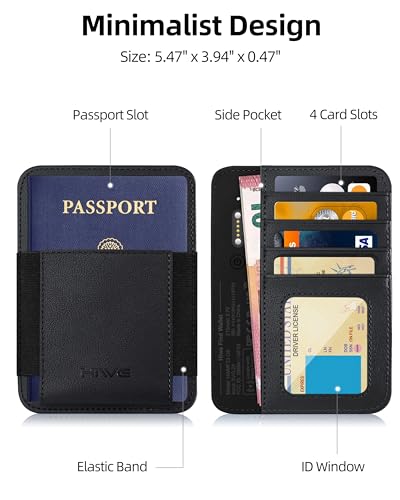 Image of Passport Holder with Find My, RFID Leather Minimalist for Travel, Fit 4 Cards & 2 Passport