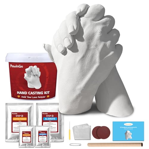 PewinGo Handguss-Set，3D Handabdruck Set für Paare-Partner und Pärchen Geschenke für Frauen und Männer für Valentinstag, Hochzeitstag – Ansicht 1