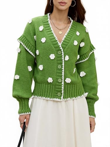Amazon.com: EZAPINE Womens Floral Cardigan Sweater Chunky Knit