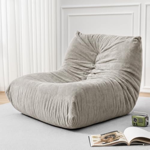 Image of Sytopia Premium Chenille Bean Bag Chair for Adults, Oversized 40D Memory Foam Floor Sofa, Giant Deep Seat Gaming Reading Nook, No Assembly Required, Urban Grey