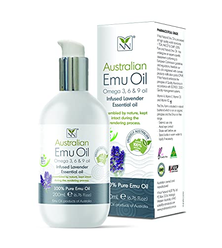 Y-Not Natural Extra Large 100% Pure Australian Emu Oil - 6.8 oz - Luxury, Hospital Grade Emu Oil with Lavender - The Ultimate Moisturizer for Skin, Hair, Nails, and Scalp
