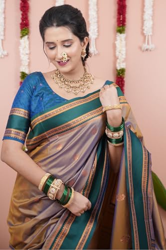 Image of SGF11 Women's Kanjivaram Pure Soft Silk Saree With Unstitched Blouse Piece
