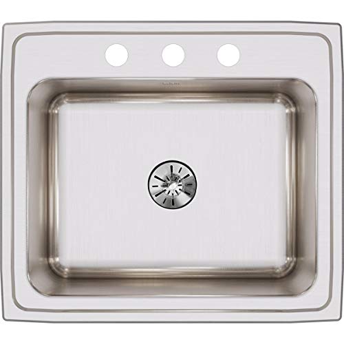 Exclusive Discount 50% Price Elkay Lustertone DLR252210PD3 Single Bowl Top Mount Stainless Steel Sink with Perfect Drain