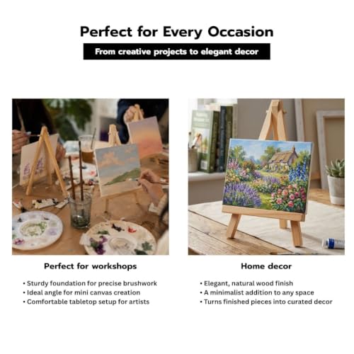 Image of Grandink 7 Inch Mini Wood Display Easel 9mm (Set of 10) | Natural wood A Frame easel stands for mini canvases, business cards, photos, signs, and tabletop displays.