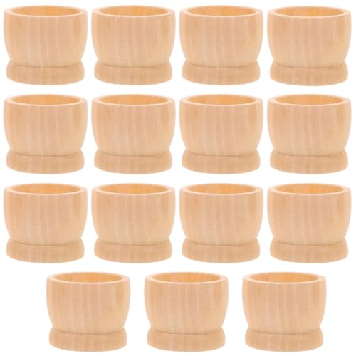 GLEAVI 15 PCS Wooden Egg Holders: Easter Decorating Display Stand - DIY Craft Painting Tray Kids Party Favors (1.57 x 1.26 Inch)