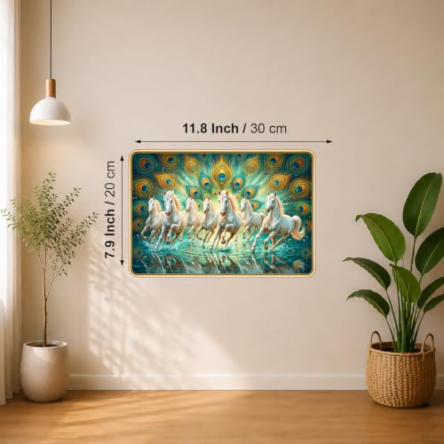 Image of 7 Running Horses Vastu Photo Frame, 8x12 Inch