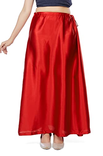 Madhu Fashion Women's Satin Saree Petticoat Saree Underskirt (Medium, Maroon)