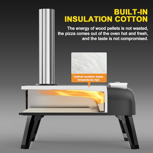 Pizza Oven Outdoor 12" Wood Fired Pizza Ovens Pellet Pizza Stove for outside, Portable Stainless Steel Pizza Oven for Backyard Pizza Oven