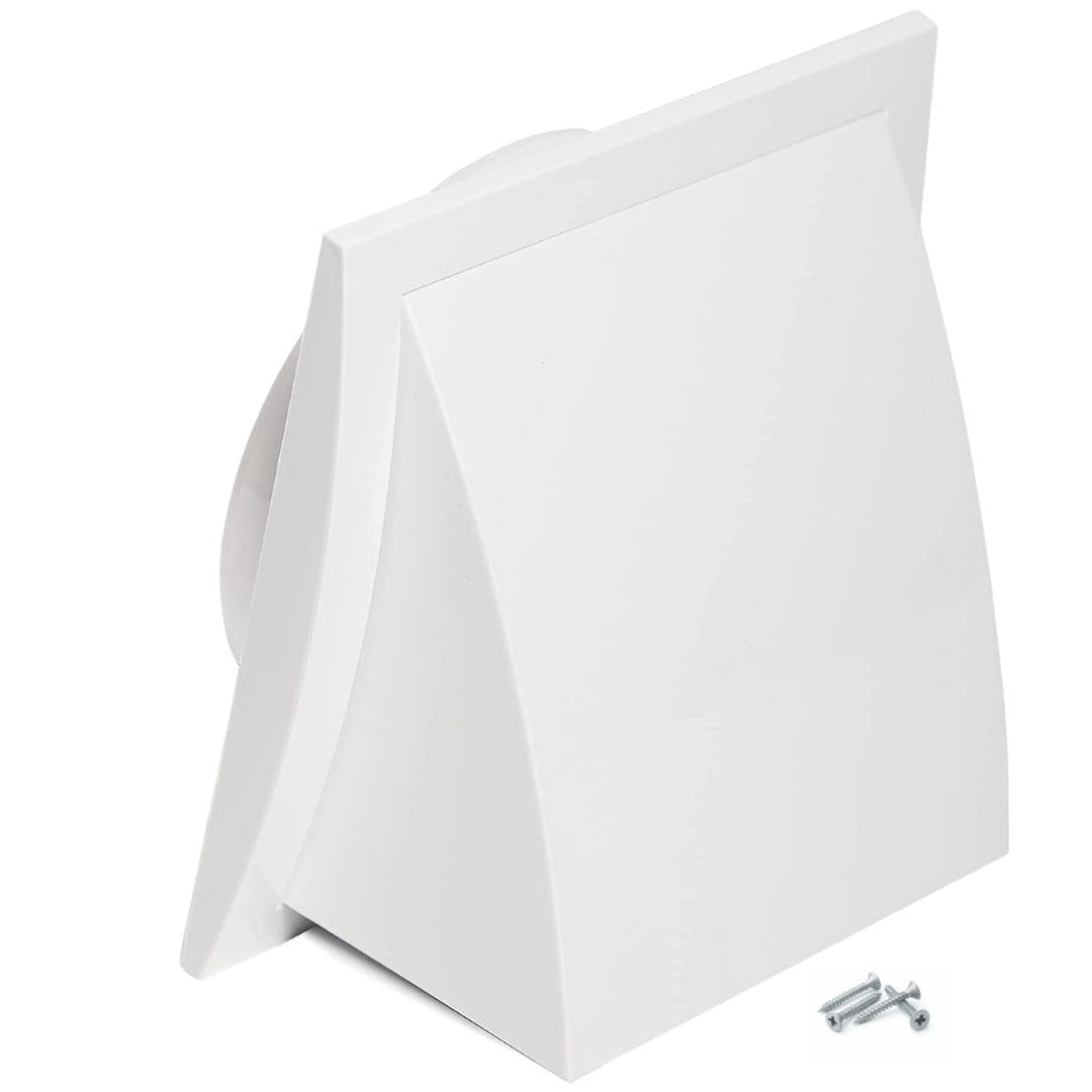 Steinberg14 Men's White 125Mm / 5'' Plastic Cowled Hooded Air Ventilation Wall Grille With Round Spigot And Wind Baffle Backdraught Shutter