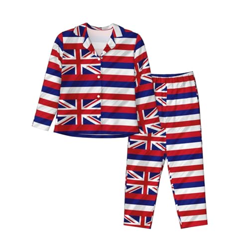 Ensemble de pyjama manches longues femme motif Hawaï, cadeau de nuit idéal