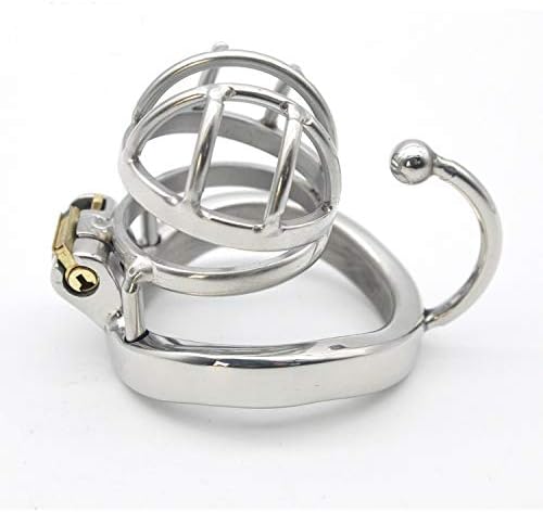 Stainless Steel Short Chastity Lock Chastity Device Men's Metal Beginner Cages Penis Cage Hook Snap Ring Sexy Toys(45mm)