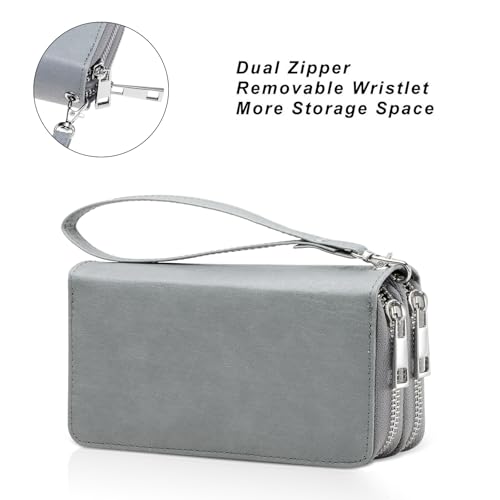 Image of Cellphone Wallet for Women Dual Zipper Long Purse with Removable Wristlet