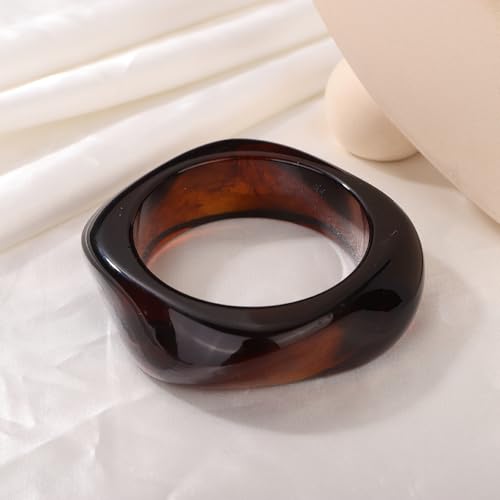 Image of JWICOS Resin Bangle Bracelet for Women Acrylic Cute Chunky Bracelet for Women Exaggerated Irregular Acrylic Resin Wristband Bracelet Bangle