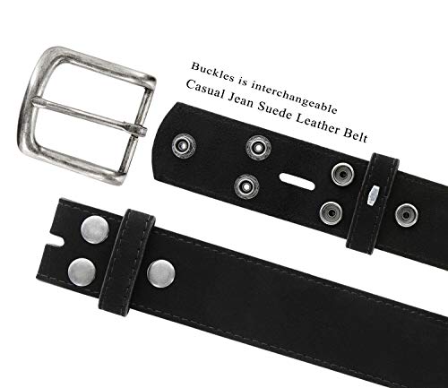 Image of Men's Belt Rounded Edge Heel Bar Buckle Casual Jean Suede Leather Belt 1 1 /2 inch Wide