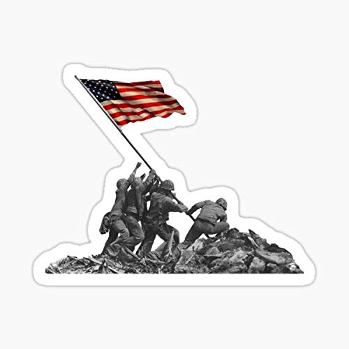 Soldiers Raising US Flag at Iwo Jima Sticker - Sticker Graphic - Auto, Wall, Laptop, Cell, Truck Sticker for Windows, Cars, Trucks