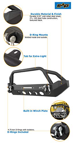 Eag Front Bumper With Winch Plate Fits For 87-06 Wrangler Tj Yj #TOP4