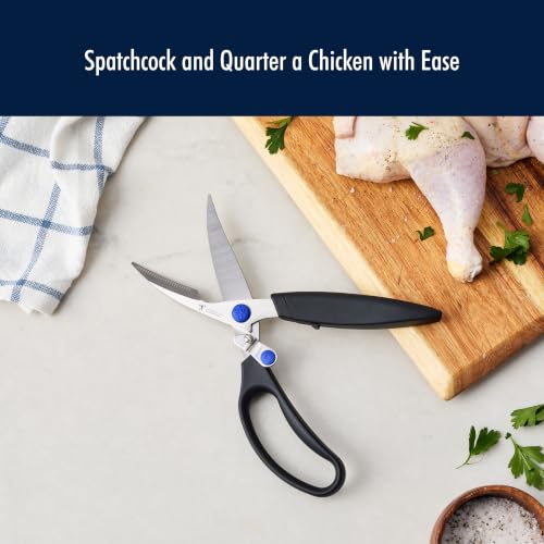 Image of HENCKELS Kitchen Shears for Poultry, Dishwasher Safe, Heavy Duty, Stainless Steel 4-Inch