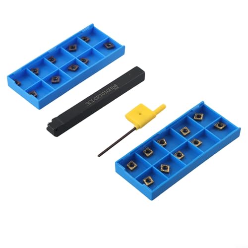 IHVBRHHM Inserto CCMT060204 con Soporte SCLCR1010H06 Herramientas de Torno CNC Incluye Soportes de Insertos de carburo indexables Fresa de Inserto de carburo CNC para Acabado y semiacabado