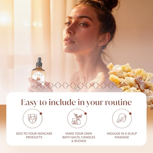 Image of Siva Frankincense Essential Oil 4 Fl Oz - for Diffuser, Skin & Hair Care - Ideal for Massage & DIY Blends - with Dropper