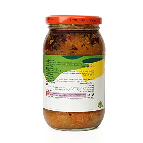 Image of SWAD Traditional and Delicious Tenti Dela Pickle /Lesua Gunda Kerda Achar /Lasode Gunda Pickle Home Made Rajasthani lasoda Gujrati achar, Lasode Gunda Pickle Achar - 400 Gm