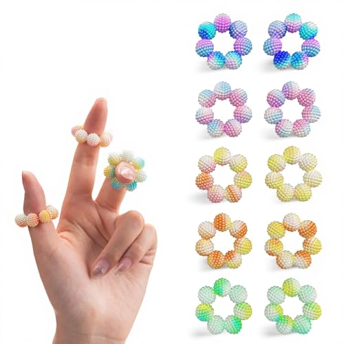 NPPN Spiky Sensory Rings 10 Pcs (5 Small 5 Large) Gradient
