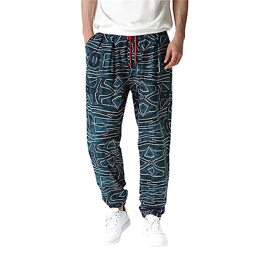 Pantalon de jogging pour homme en coton et lin imprimé style Harem décontracté taille 4XL