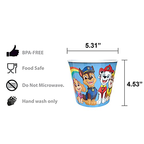 Image of Zak Designs PAW Patrol Family Reusable Popcorn Bucket Containers for Movie Night Set with Serving Container and Individual Cups, Reusable and Made From Durable Plastic (5 Pieces, Non BPA)