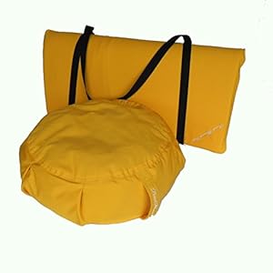 3 Piece Restorative Yoga Set includes Zafu Meditation Pillow Buckwheat Hull filled, Zabuton Cushion 26″x26″ with 3″ Foam, and Double Buckle Strap, Removable Covers for easy care., Yellow