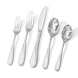HIKAA Wave Design Silverware Set Service for 4, 20-Piece Artistic Stainless Steel Flatware Set with Fibonacci Pattern, Heavy Duty Mirror Polished Cutlery Set