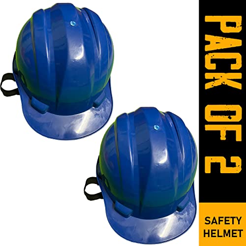 Image of LADWA Blue Heavy Duty Superior Safety Helmet, ISI Marked Industrial Head Protection Helmet for Construction, Factory, Warehouse and Outdoor Work Safety (Pack of 2)