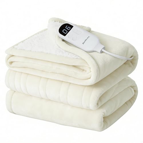 Image of Bedsure Electric Blanket Full Size - Soft Flannel Heated Blanket Full, Fast Heating with 6 Time Settings (Up to 10H) & 6 Heat Settings, Warm Gift for Grandma (72x84 inches, Ivory)