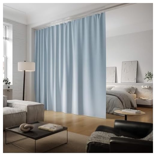 EverTrack Room Divider Curtains - Curtains for Ceiling Mounted Curtain Track to Create a Private Space or Divide a Room - Handcrafted in The USA - Icefall Blue, 66 W x 96 H