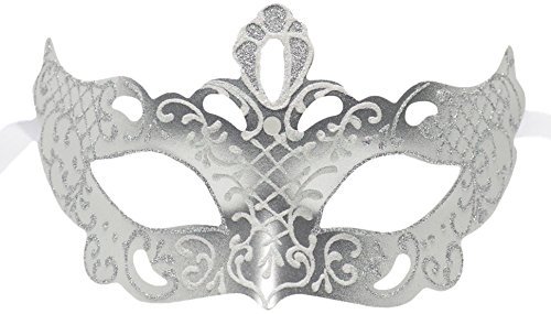 Máscara veneciana blanca de diseño clásico italiano y antifaz de gala cómodo