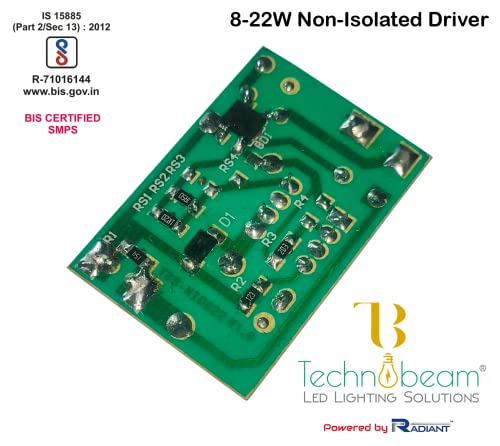 Image of TECHNOBEAM 8W To 22W-300mA BIS certified Non isolated Driver, Universal & Multipurpose LED Panel Light Driver for Surface Panel Light And Down light With (Red & Black Wire at Output, Pack of 4)