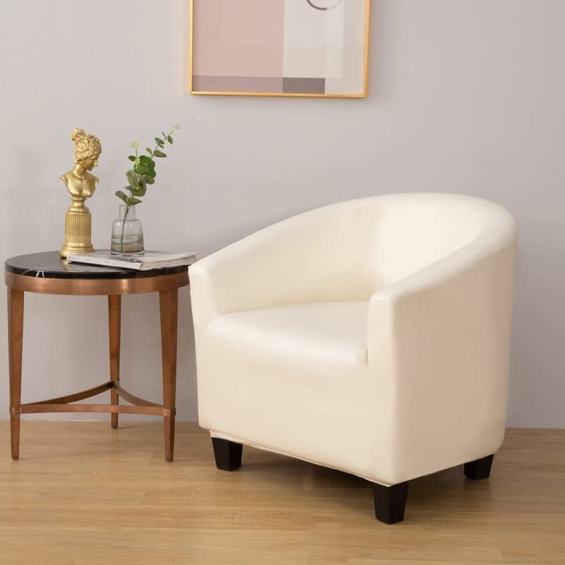 Konsilsa Stretch Club Chair Slipcover, Waterproof PU Tub Chair Cover Armchair Chair Slipcovers with Elastic Bottom (Color : A, Size : Club Chair)